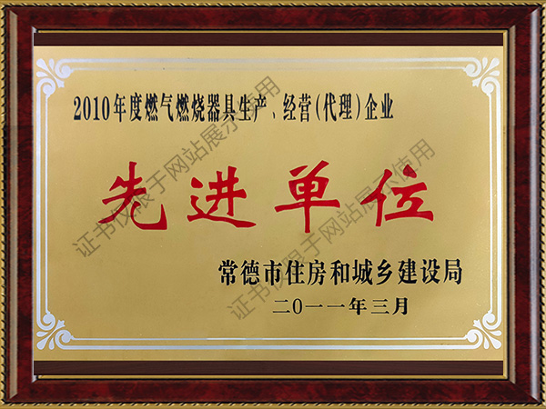 2010年度燃?xì)馊紵骶呱a(chǎn)、經(jīng)營（代理）企業(yè)先進(jìn)單位